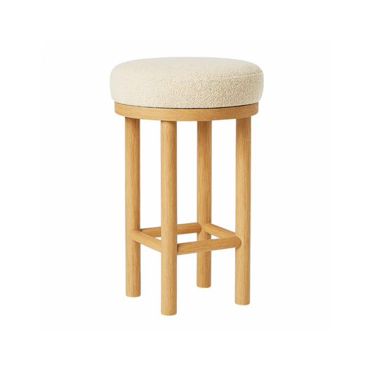 Oxford Wood Oak Bar Stool - Boucle