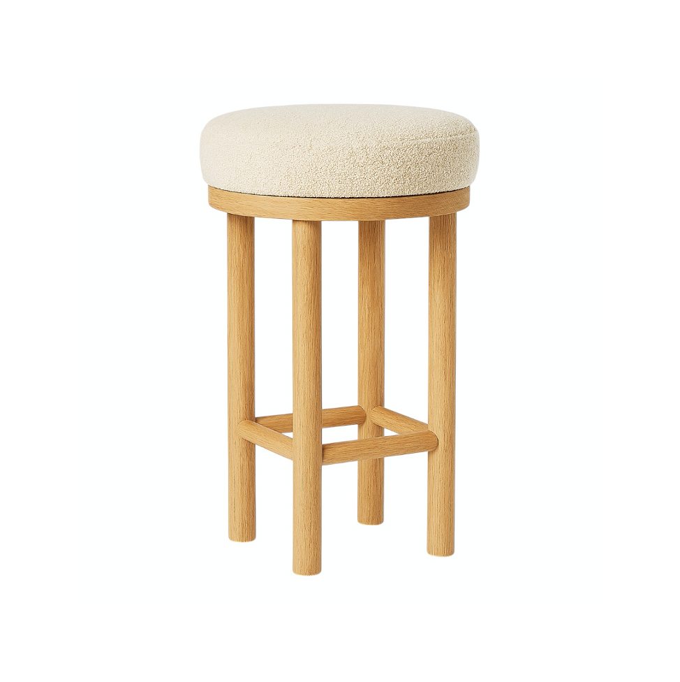Oxford Wood Oak Bar Stool - Boucle