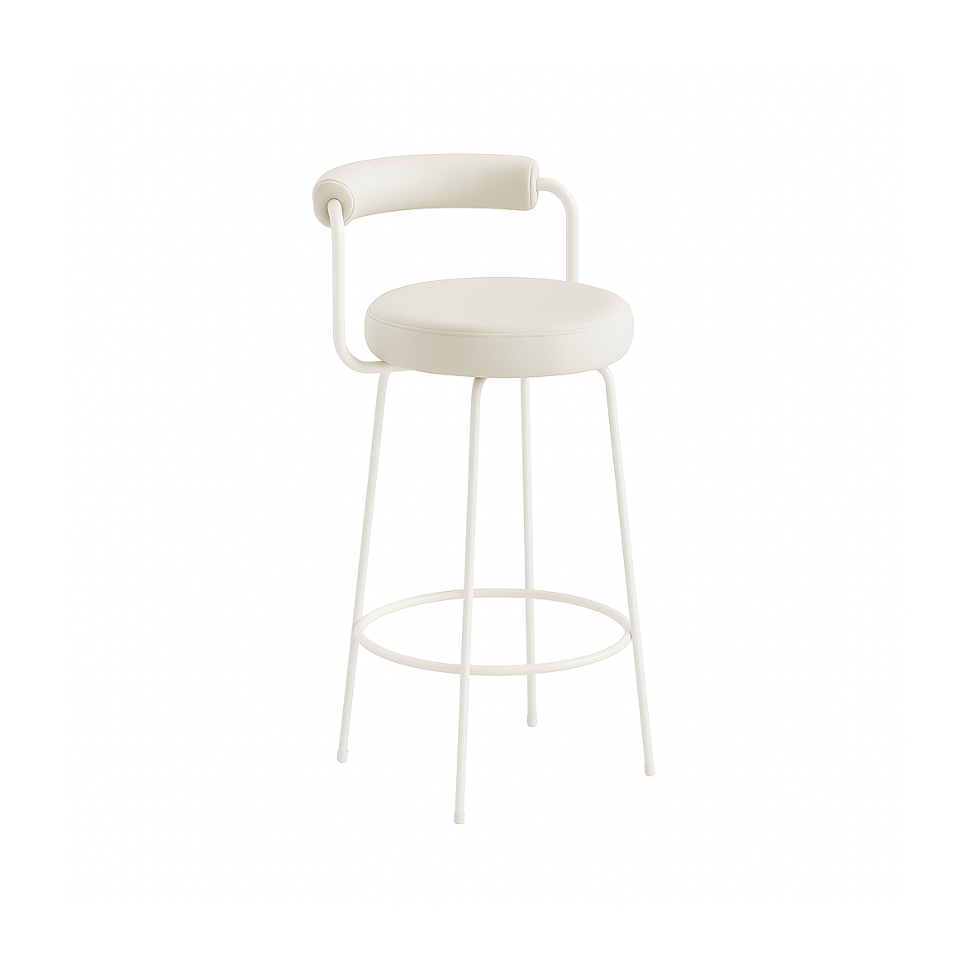 Calipo Leather Bar Stool - White | Designer Bar Stool by Interior Ave
