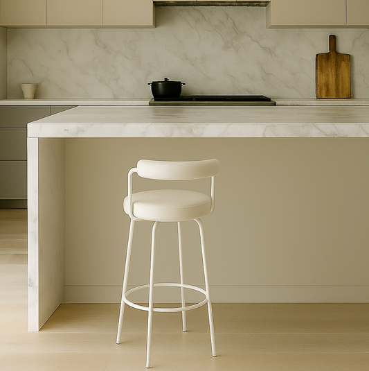Calipo Leather Bar Stool - White