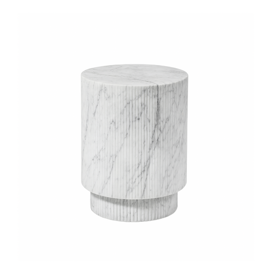 Vera Fluted Stone Side Table - Marble | Modern Side Table by Interior Ave