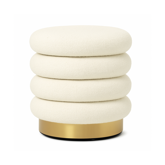 Roma Round Milan Ottoman / Footstool – Off White - modern ottoman by Interior Ave