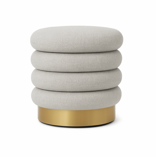 Roma Round Tweed Ottoman / Footstool – Light Grey - modern ottoman by Interior Ave
