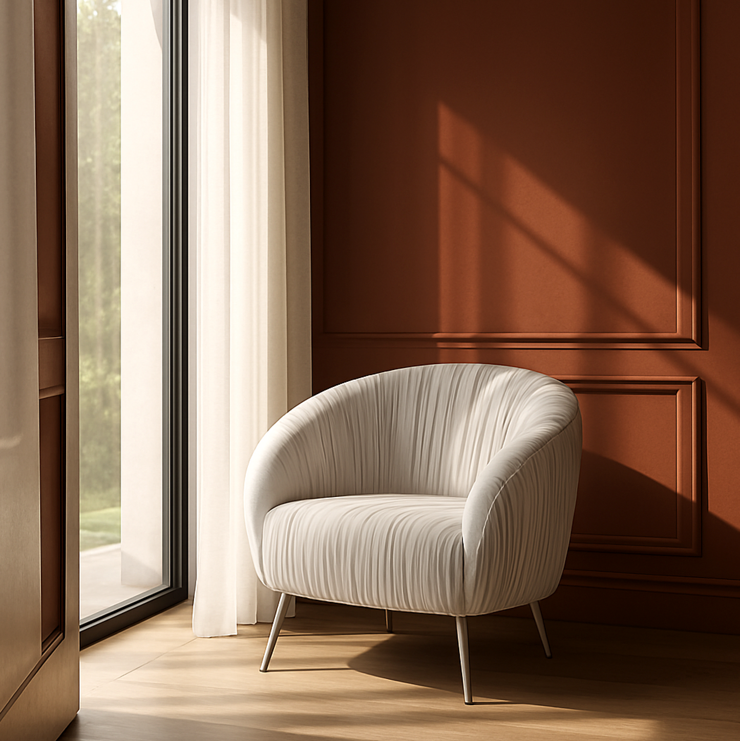 Vespa Pleated Velvet Accent Chair – Pearl Grey Armchair