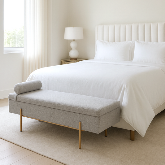 Lila Storage Ottoman 140cm Bench - Grey