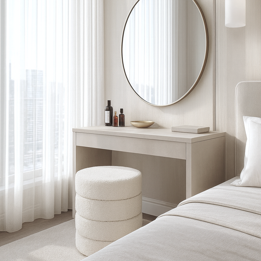 Cleo White Boucle Ottoman