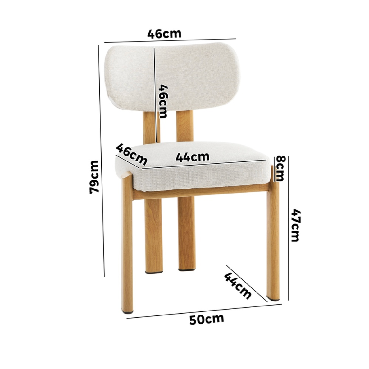 Cali Fabric Dining Chair - Beige - Set of Two