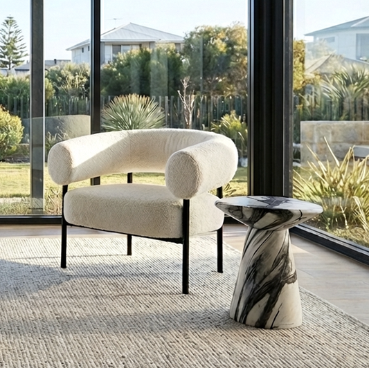 Versailles Bouclé Accent Chair - White