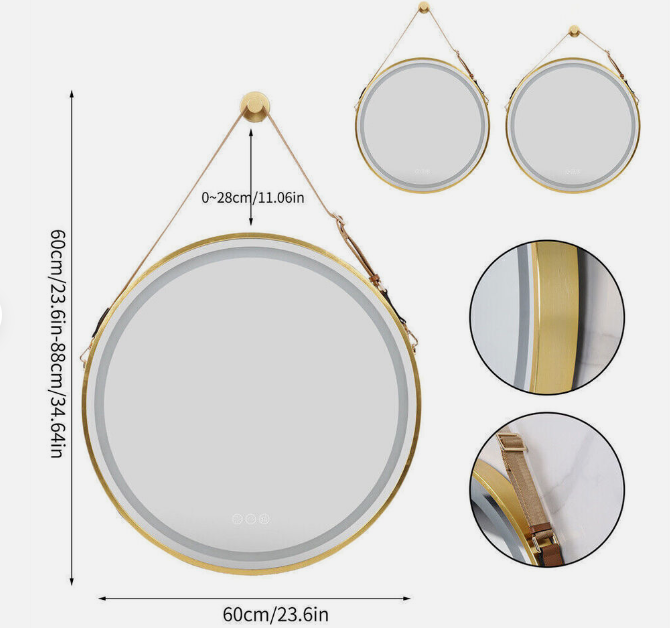 60cm Round Gold LED Bathroom Mirror – LED illuminated bathroom mirror by Interior Ave