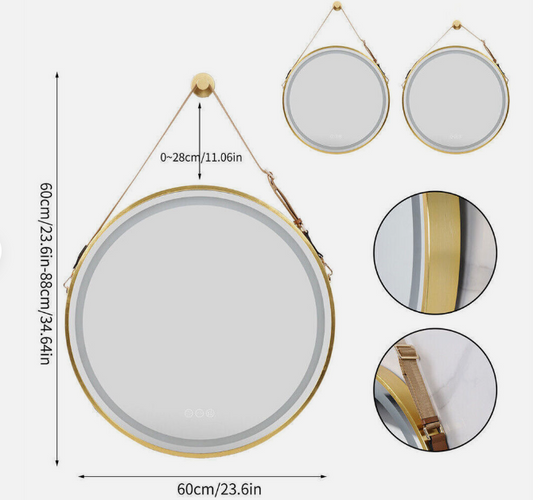 60cm Round Gold LED Bathroom Mirror – LED illuminated bathroom mirror by Interior Ave