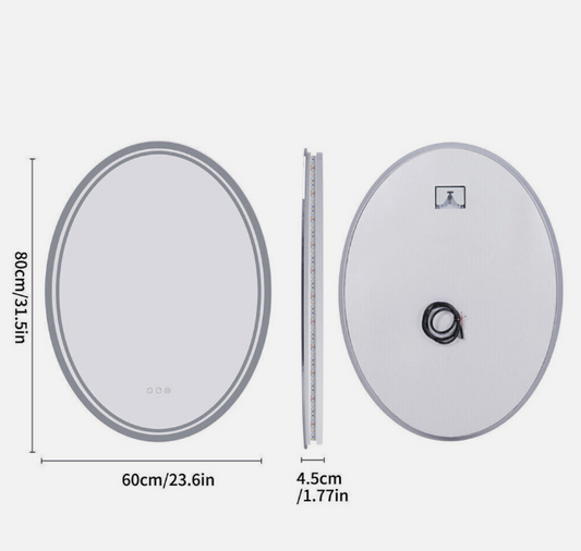 60 x 80cm Oval Frameless LED Bathroom Mirror – LED illuminated bathroom mirror by Interior Ave
