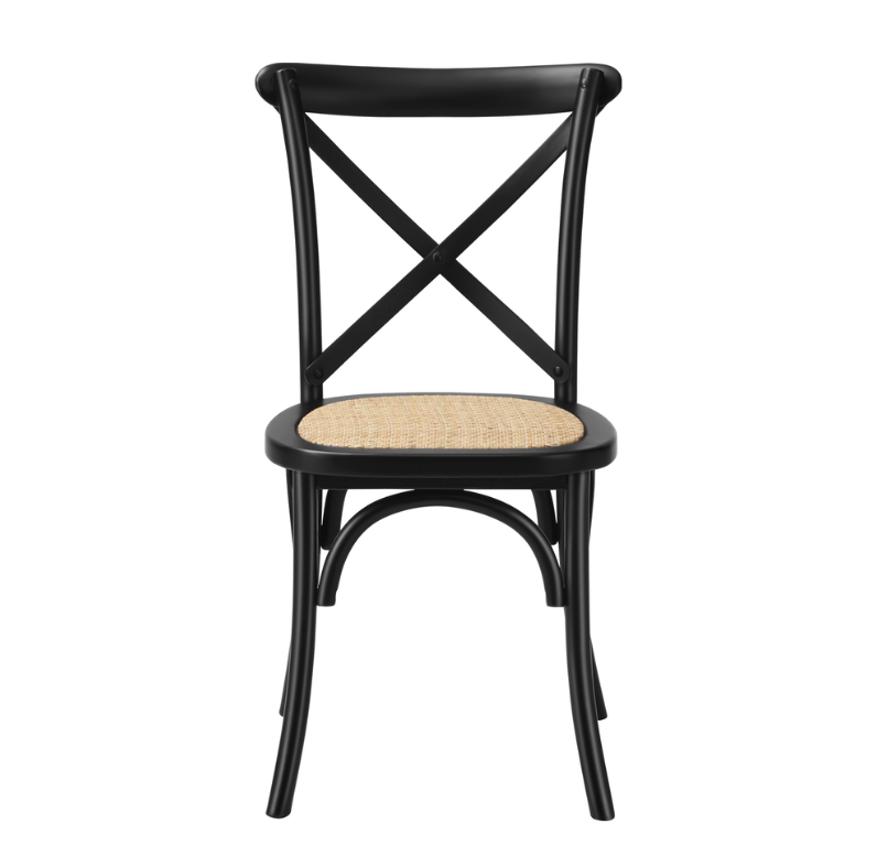 Cross Back Dining Chair - Black - Set of Two