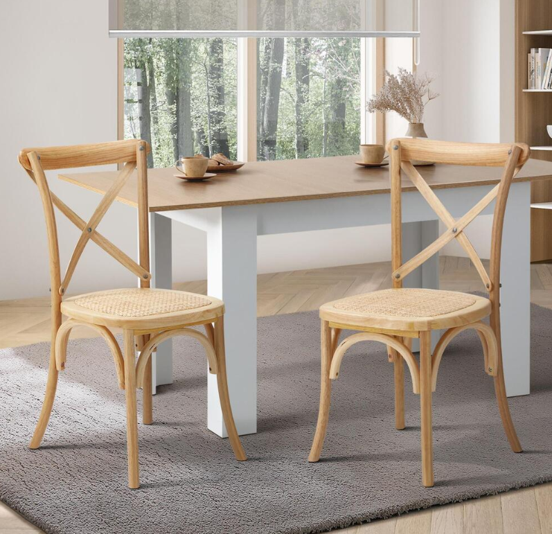 Cross Back Dining Chair - Natural - Set of Two – luxury accent chair by Interior Ave
