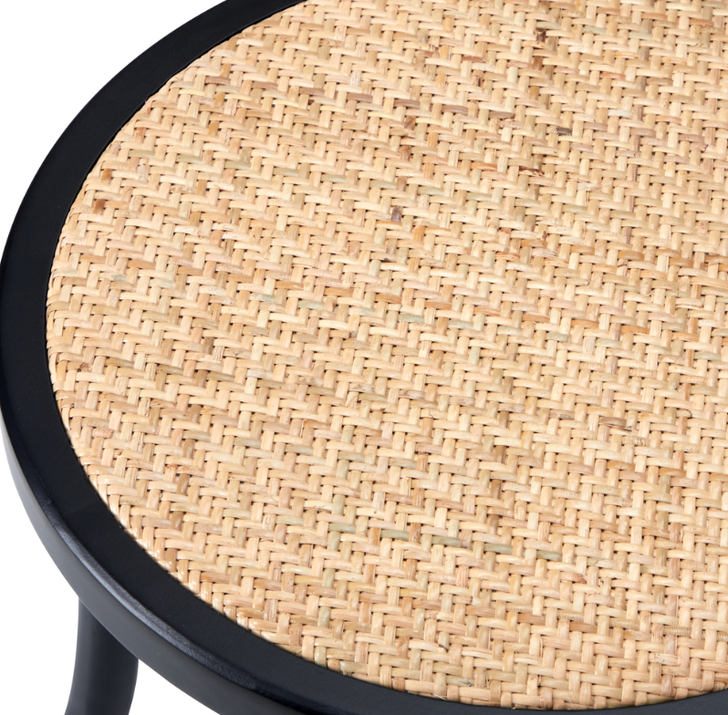 Capri Wood Rattan Cafe Dining Chair - Black - Set of Two