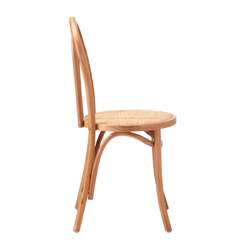 Capri Wood Rattan Cafe Dining Chair - Natural - Set of Two