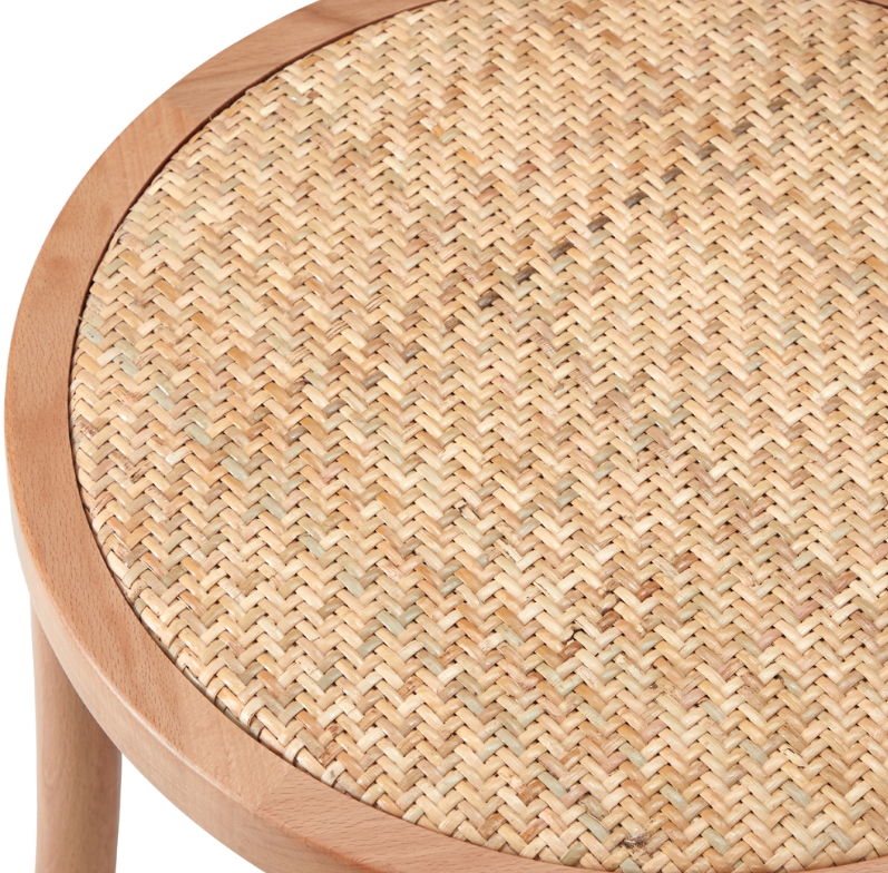 Capri Wood Rattan Cafe Dining Chair - Natural - Set of Two