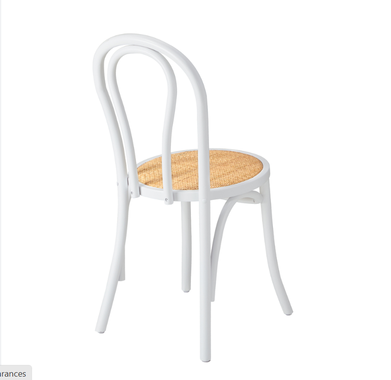 Capri Wood Rattan Cafe Dining Chair - White - Set of Two