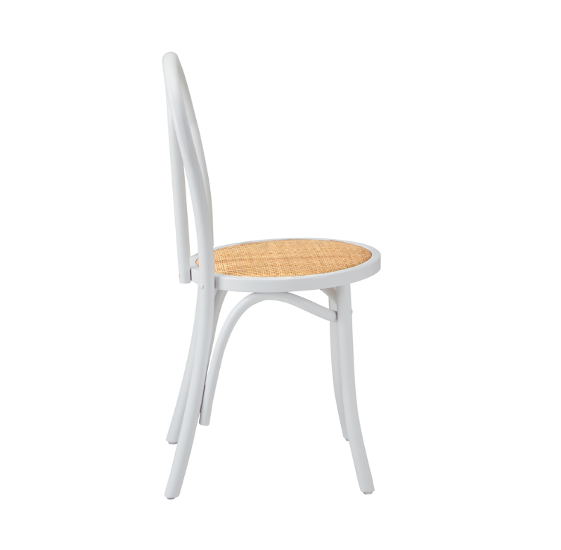 Capri Wood Rattan Cafe Dining Chair - White - Set of Two