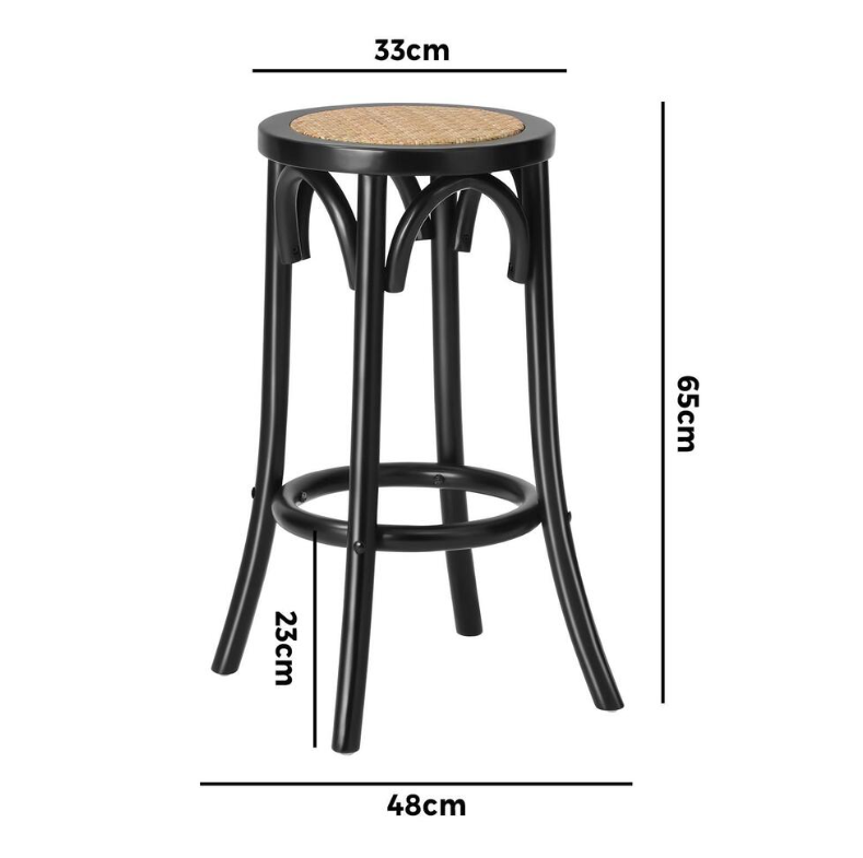 Aston Rattan Bar Stool - Black - Set of Two