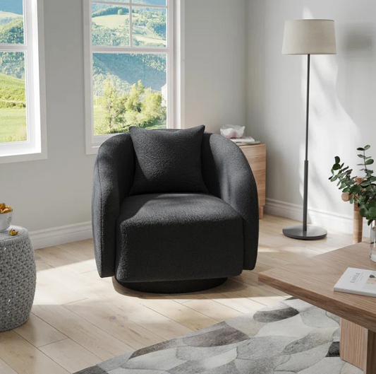 Drift Fleece Swivel Chair - Grey – furniture piece by Interior Ave