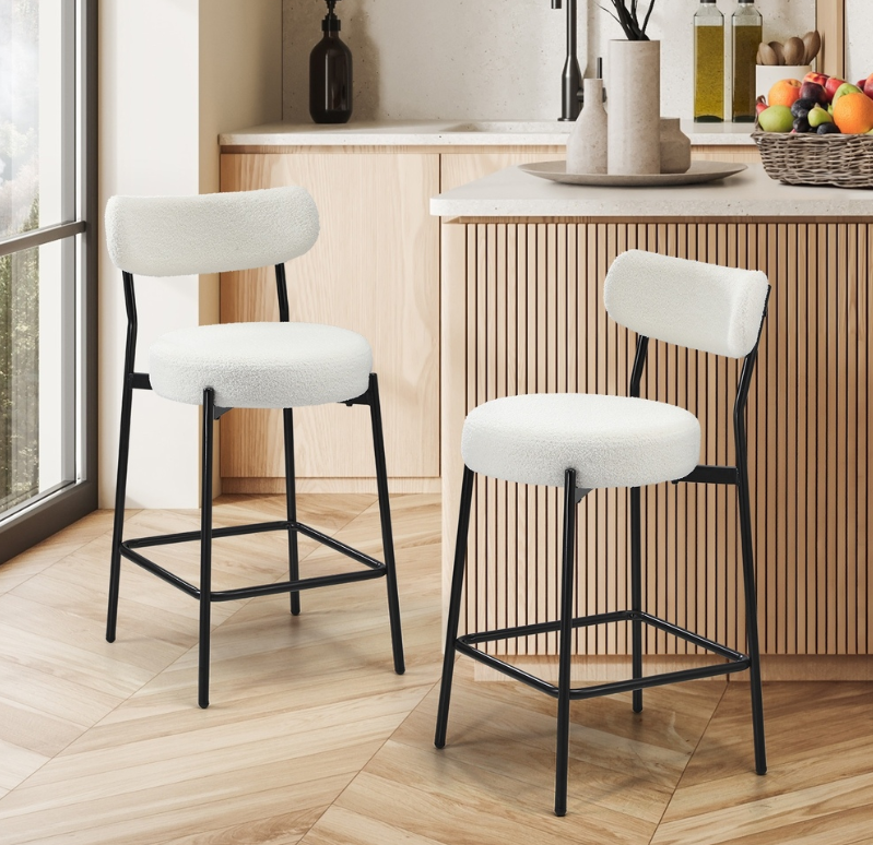 Breeze Boucle Bar Stool - Set of Two