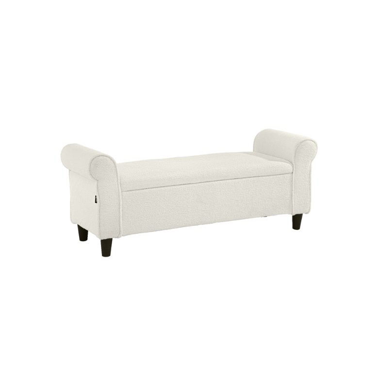 Harriet Boucle Storage Ottoman Bench - White – modern ottoman or footstool by Interior Ave