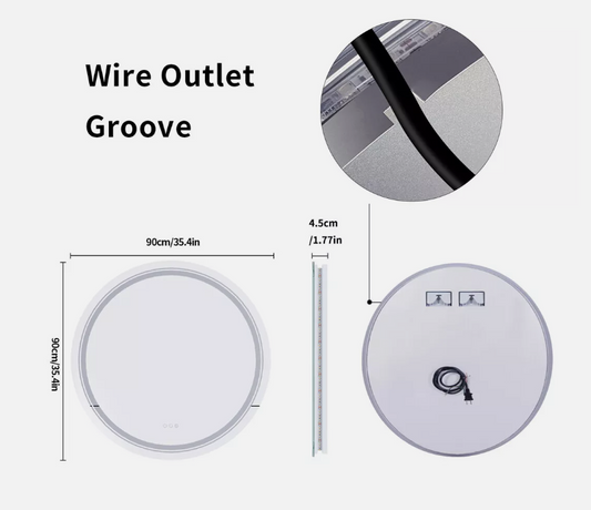 90cm Round Frameless LED Bathroom Mirror – LED illuminated bathroom mirror by Interior Ave