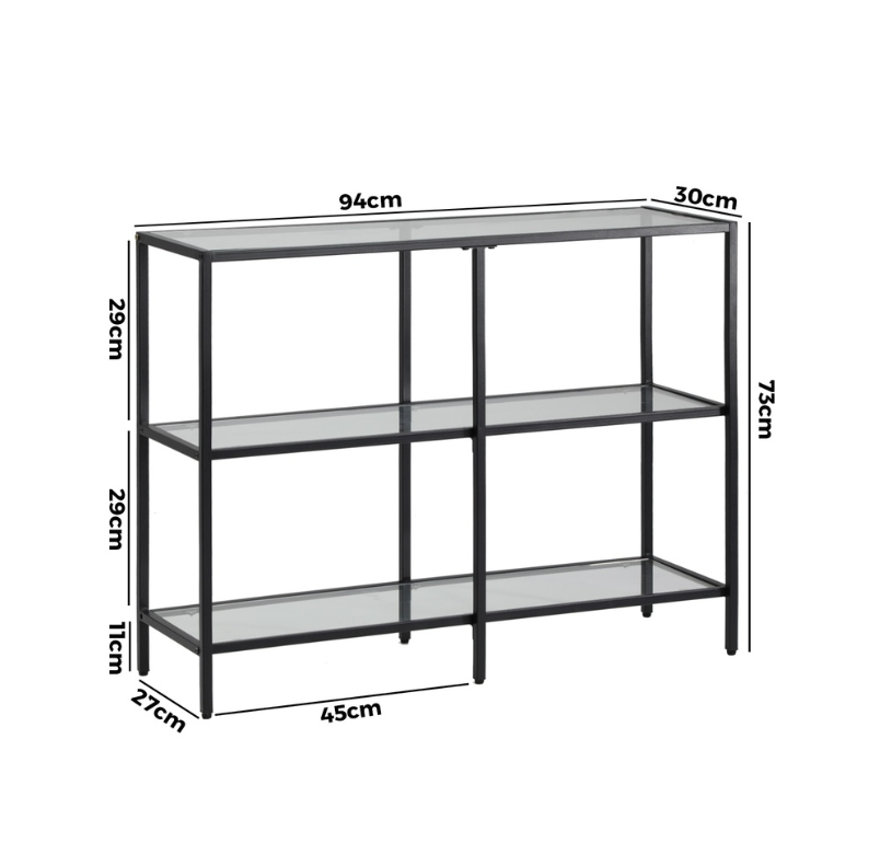Embler 3 Tier Hallway Console Table - Black