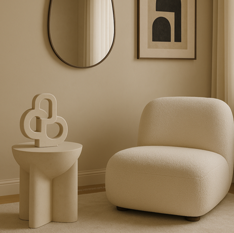 Zelda Stone Side Table - Sand