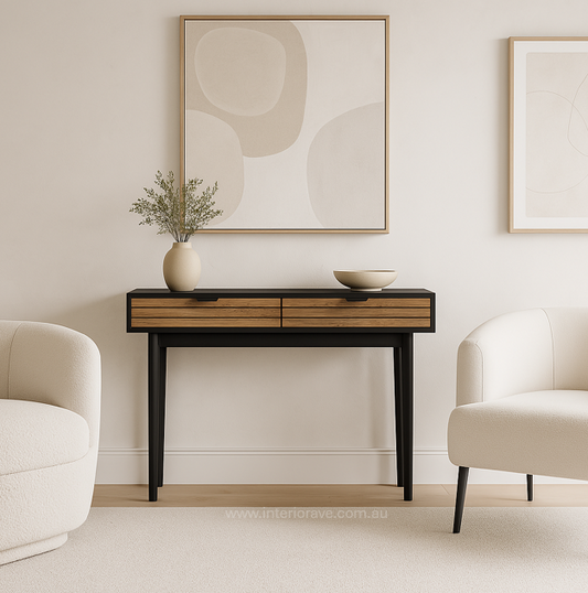 Griffin Rattan Console - Black – premium furniture by Interior Ave