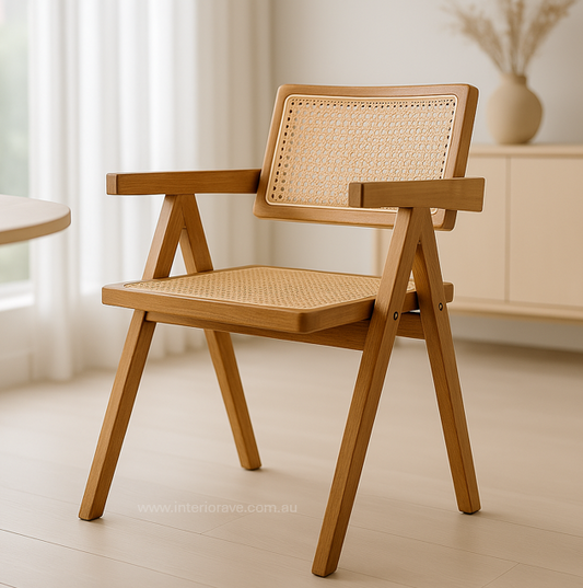 Eden Solid Wood Rattan Dining Chair - Natural – luxury accent chair by Interior Ave