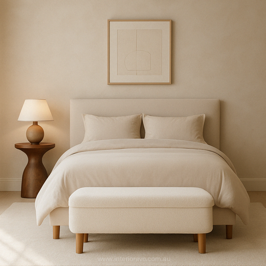 Josephine Boucle Storage Ottoman – modern ottoman or footstool by Interior Ave