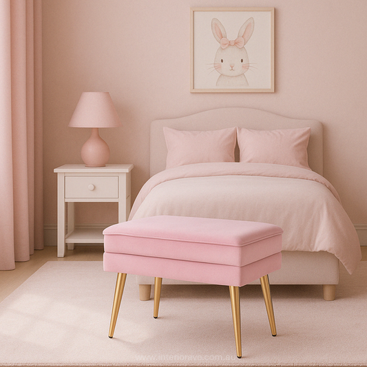Lilly Velvet Storage Ottoman - Pink – modern ottoman or footstool by Interior Ave