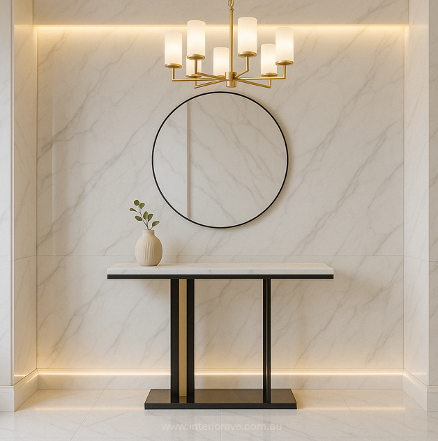 Pandora Hallway Console - White Marble Stone – premium furniture by Interior Ave