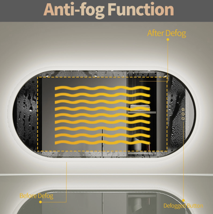 60 x 120cm Oval Frameless LED Bathroom Mirror