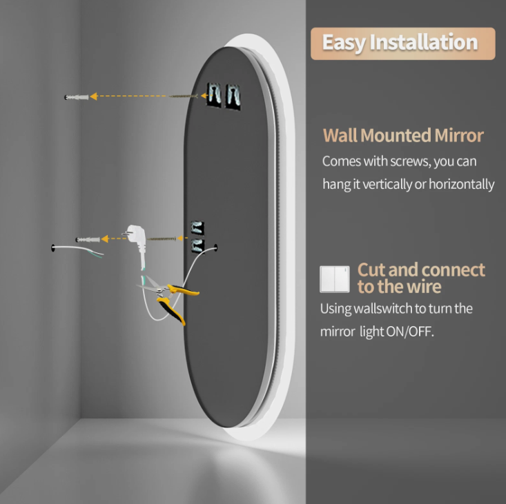 60 x 120cm Oval Frameless LED Bathroom Mirror