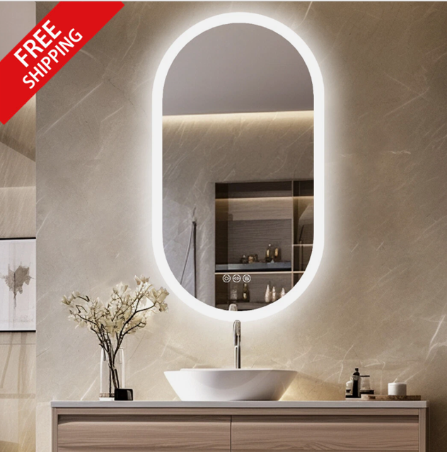 60 x 120cm Oval Frameless LED Bathroom Mirror – LED illuminated bathroom mirror by Interior Ave