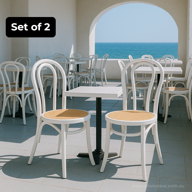 Capri Wood Rattan Cafe Dining Chair - White – luxury accent chair by Interior Ave