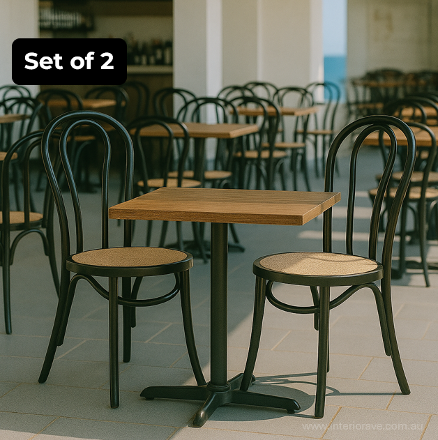 Capri Wood Rattan Cafe Dining Chair - Black – luxury accent chair by Interior Ave