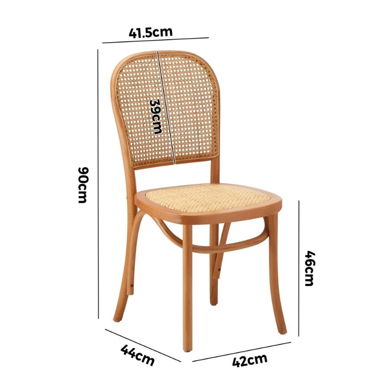 Riviera Wood Rattan Cafe Dining Chair - Natural - Set of Two