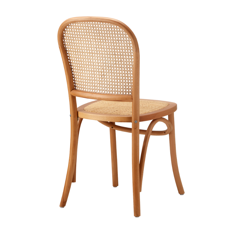 Riviera Wood Rattan Cafe Dining Chair - Natural - Set of Two