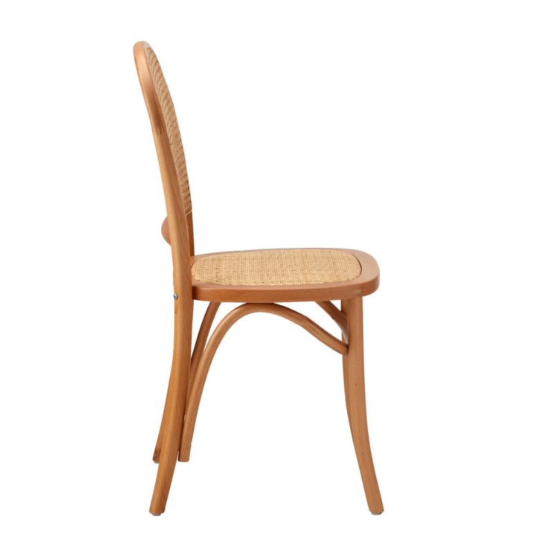 Riviera Wood Rattan Cafe Dining Chair - Natural - Set of Two