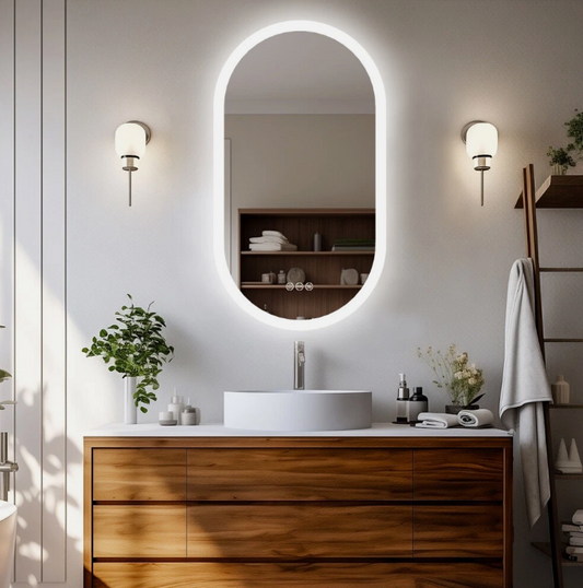 50 x 80cm Oval Frameless LED Bathroom Mirror – LED illuminated bathroom mirror by Interior Ave