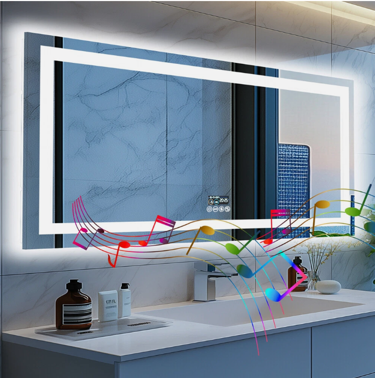 160 x 80cm Rectangle Frameless LED Bathroom Mirror – Bluetooth