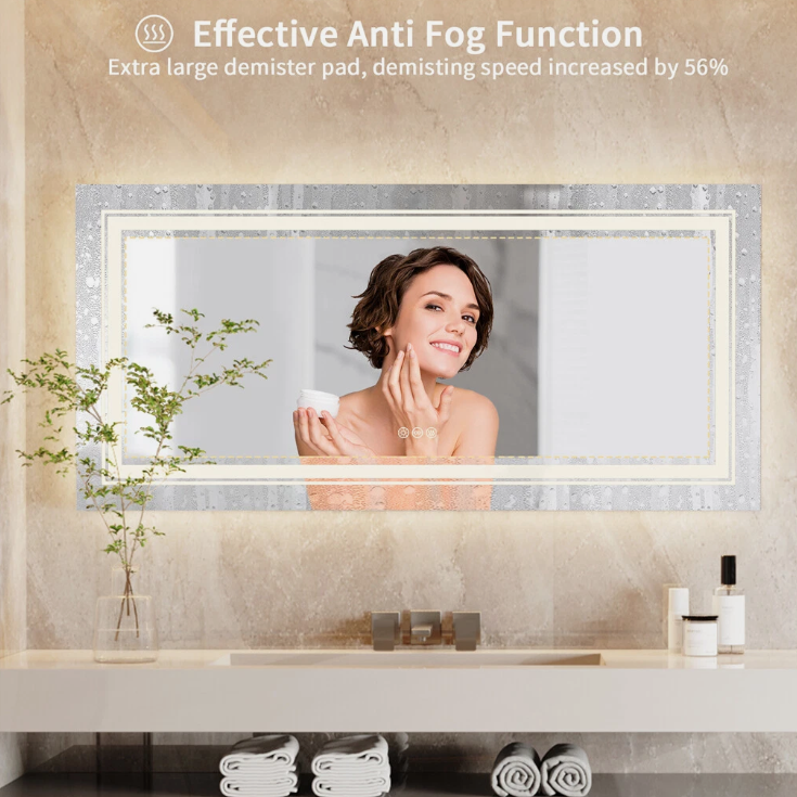 160 x 80cm Rectangle Frameless LED Bathroom Mirror – Bluetooth