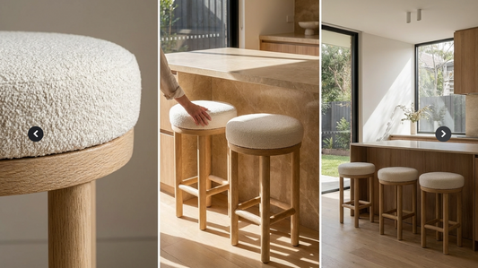 Oxford Wood Oak Bar Stool - Boucle - premium furniture by Interior Ave