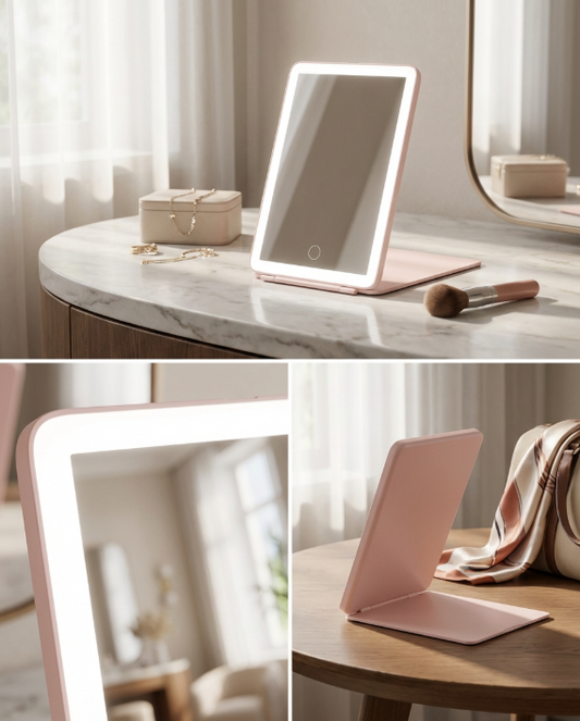 Compact Travel Makeup Mirror - Pink