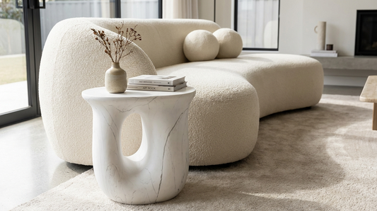 Cosmo Glacier Stone Side Table | Stone Side Table by Interior Ave