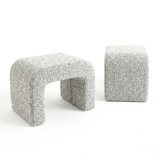 Hendrix Arched Textured Ottoman in Frosted Stone