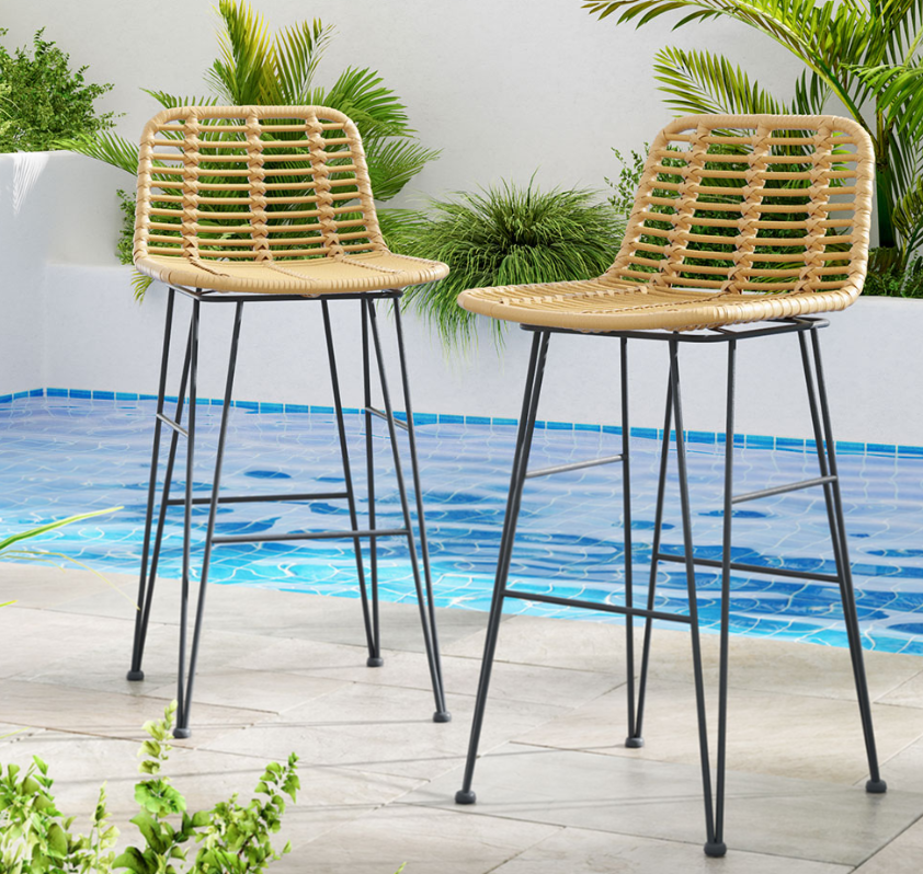 Urban Wicker Bar Stool - Set of Two - Natural – modern bar stool by Interior Ave